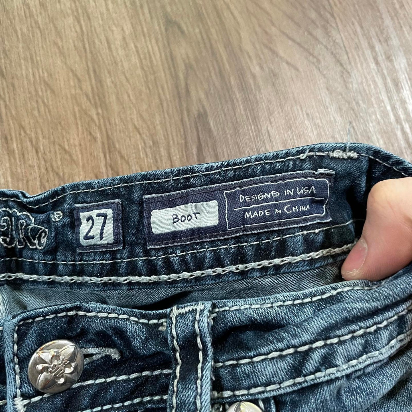 Miss Me Distressed Pocket Boot Cut Jeans
