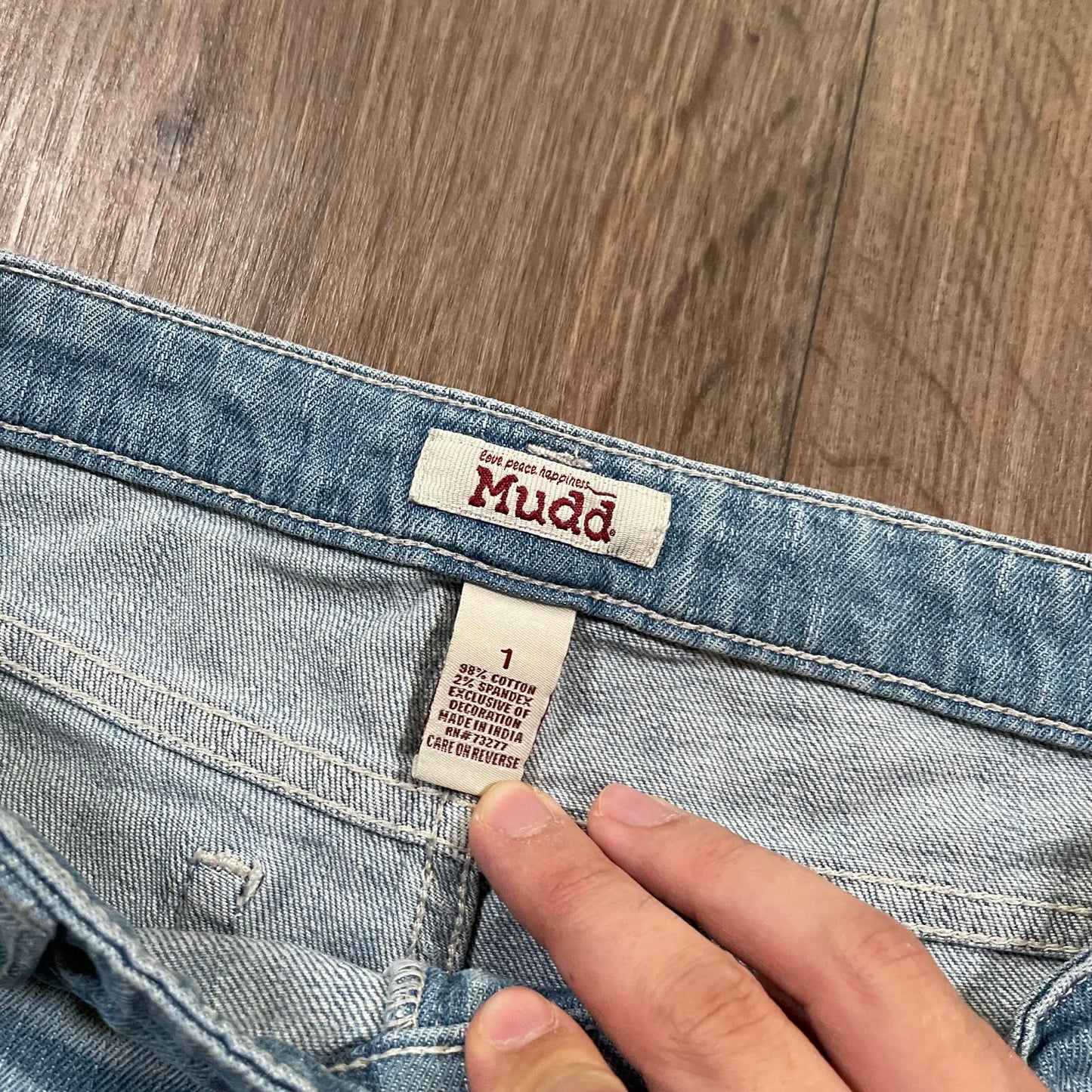 Mudd Y2K Low Waisted Light Wash Mini Denim Shorts
