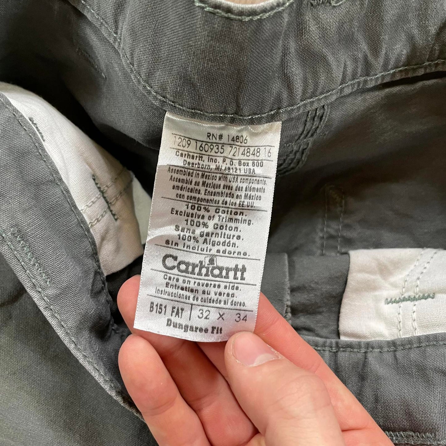 Carhartt Grey Carpenter Trousers Cut Off