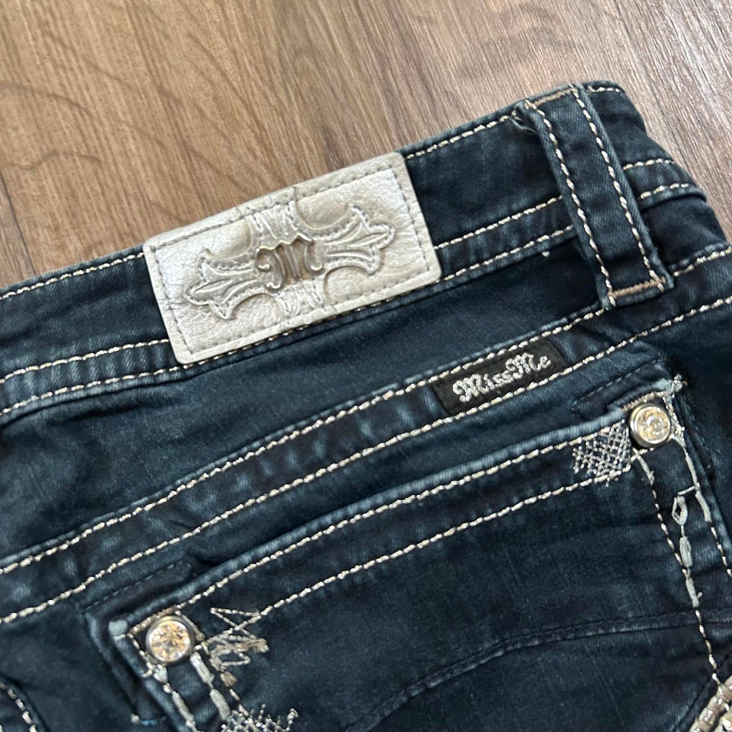 Miss Me Dark Wash Mid Rise Shorts
