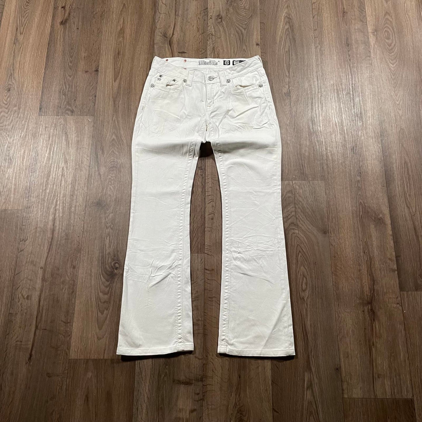 Miss Me White Boot Cut Embroidered Jeans