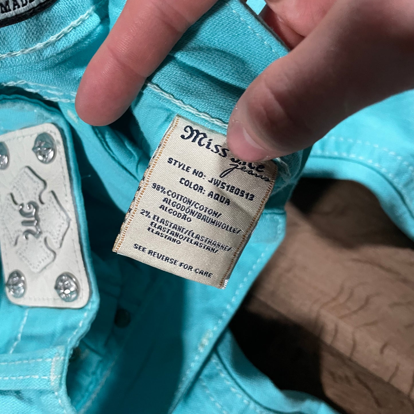 Miss Me Turquoise Skinny Jeans W27 L32