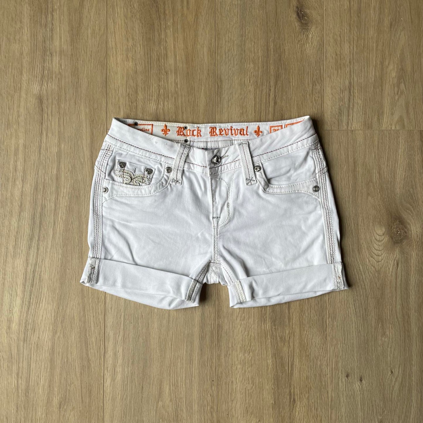 Rock Revival White Mini Y2K Shorts