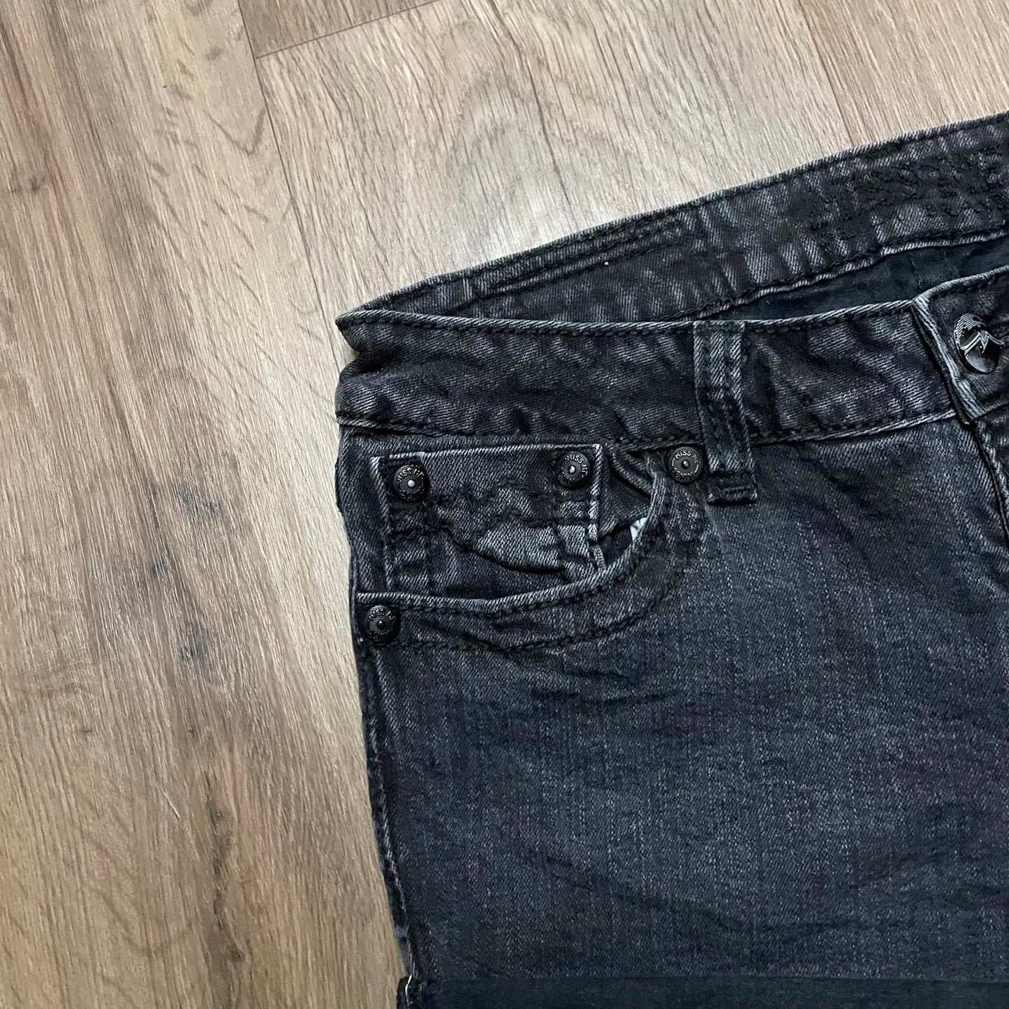 Miss Me Y2K Low Waisted Black Denim Shorts W28