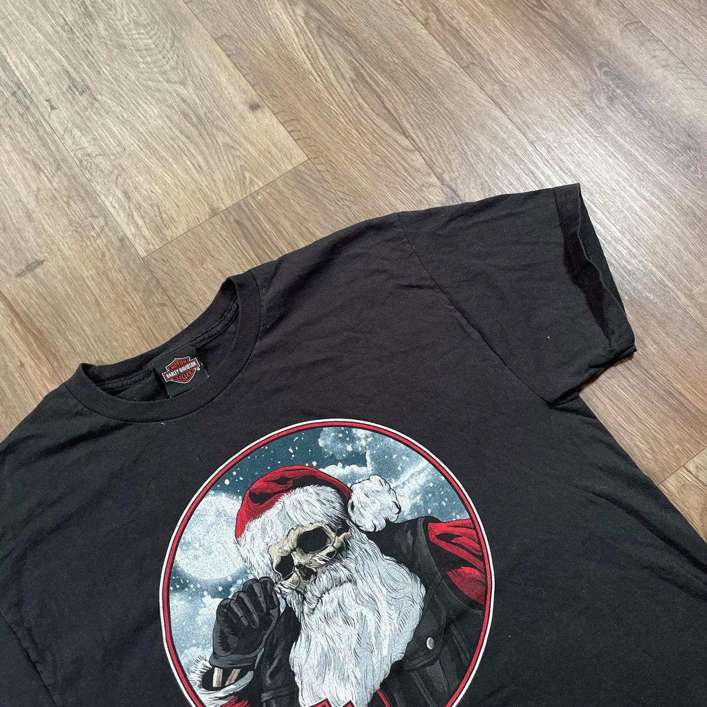 Harley Davidson Black Santa T-Shirt