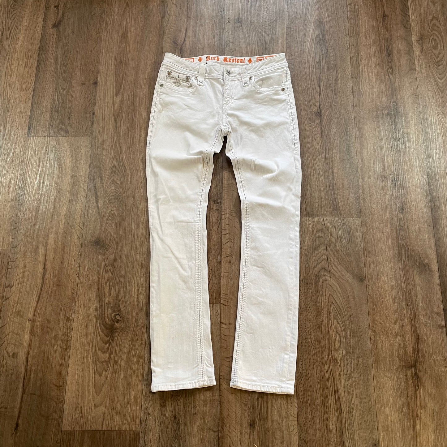 Rock Revival White Straight Leg Jeans