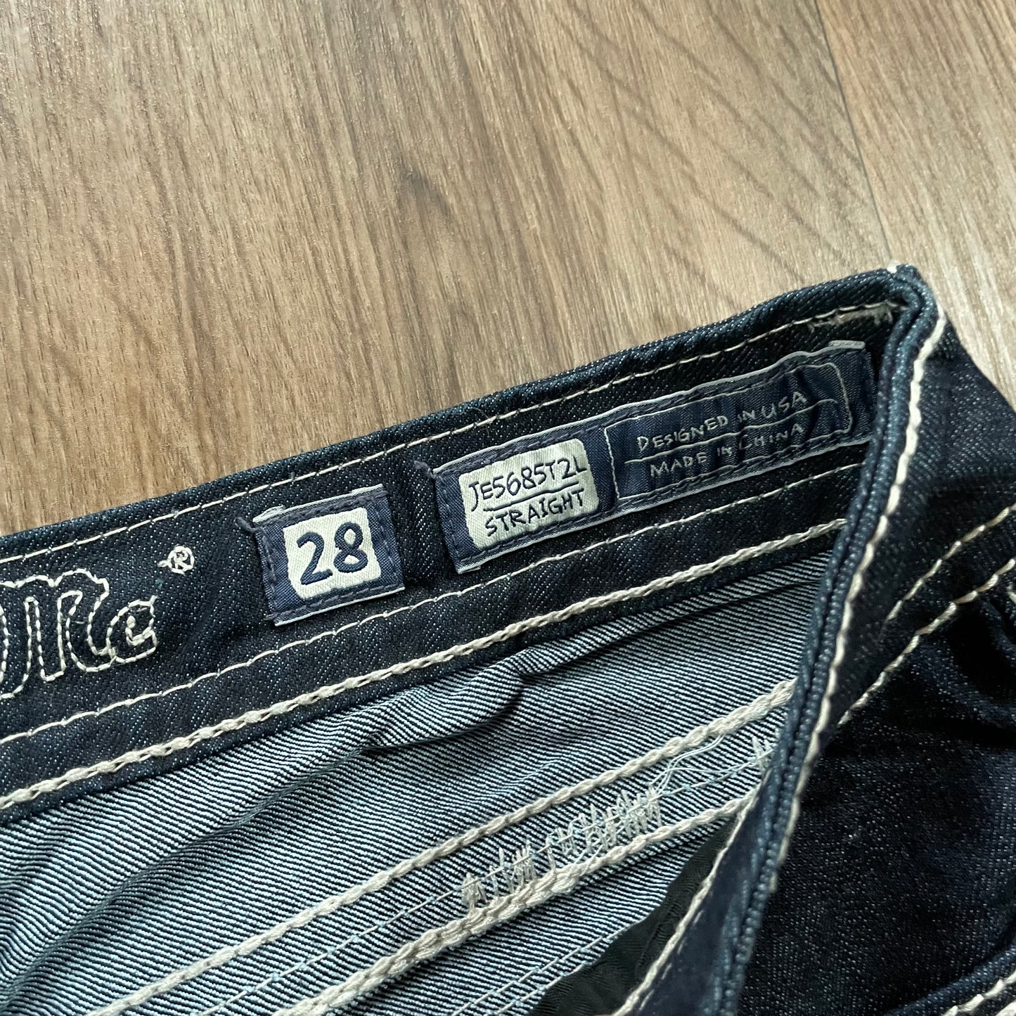 Miss Me Studded Pocket Black Straight Jeans
