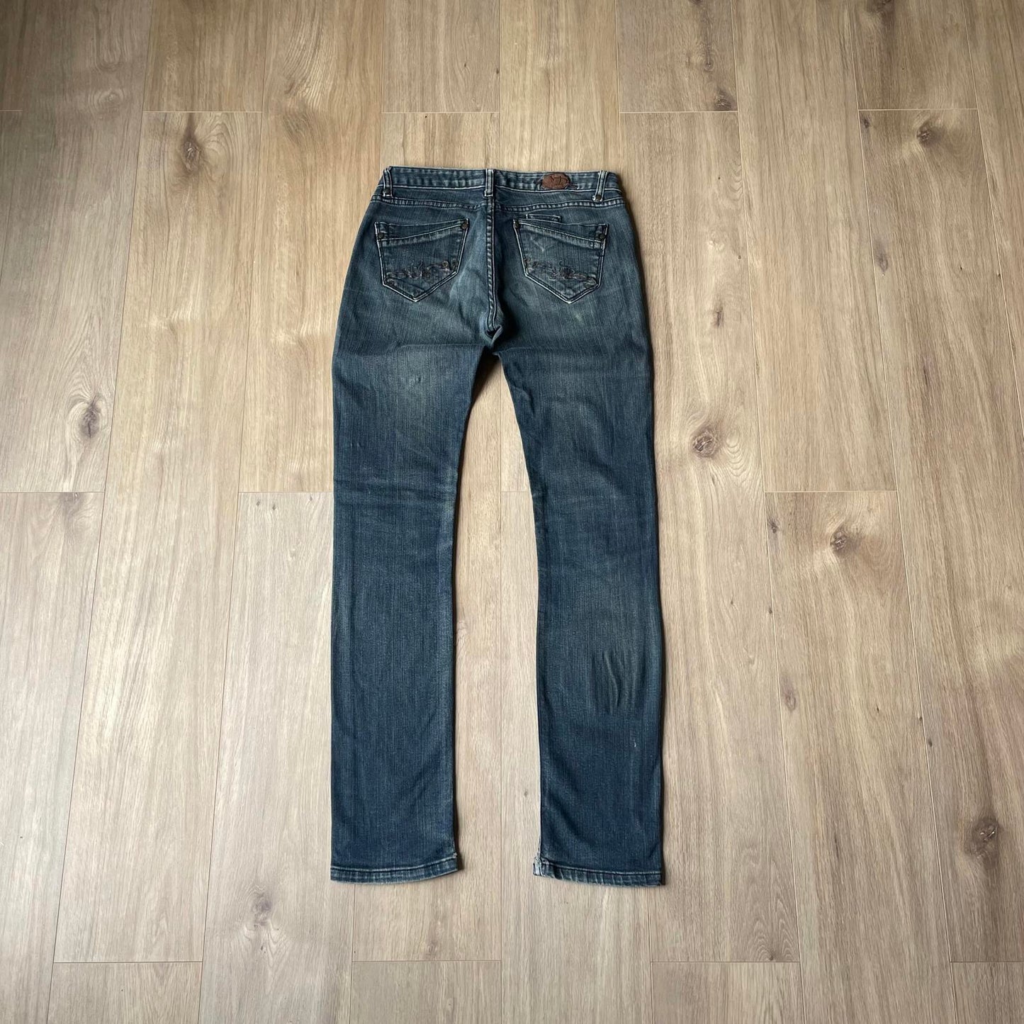 Spin Dry Grey Embroidered Y2K Jeans W29 L33
