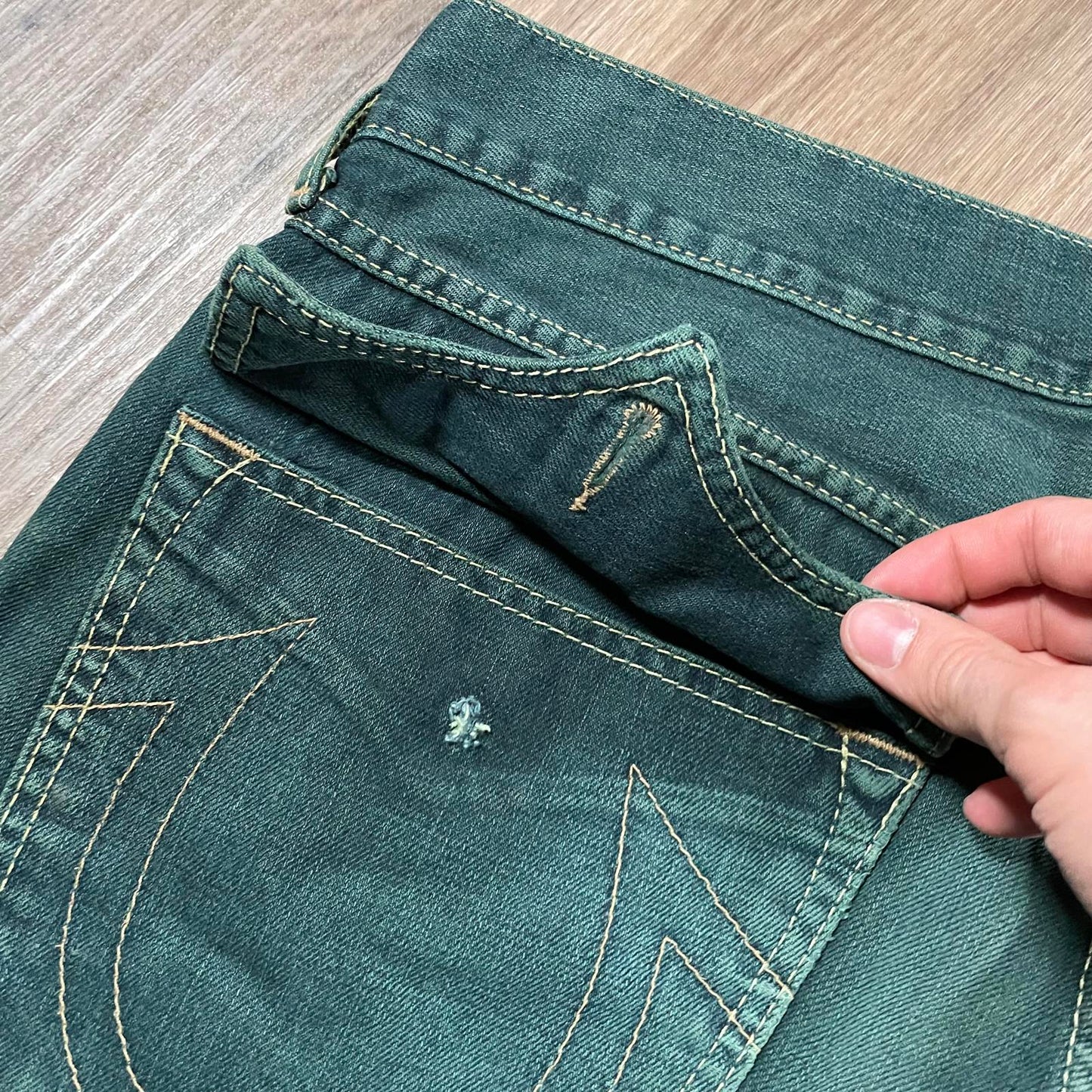 True Religion Green Billy Jeans