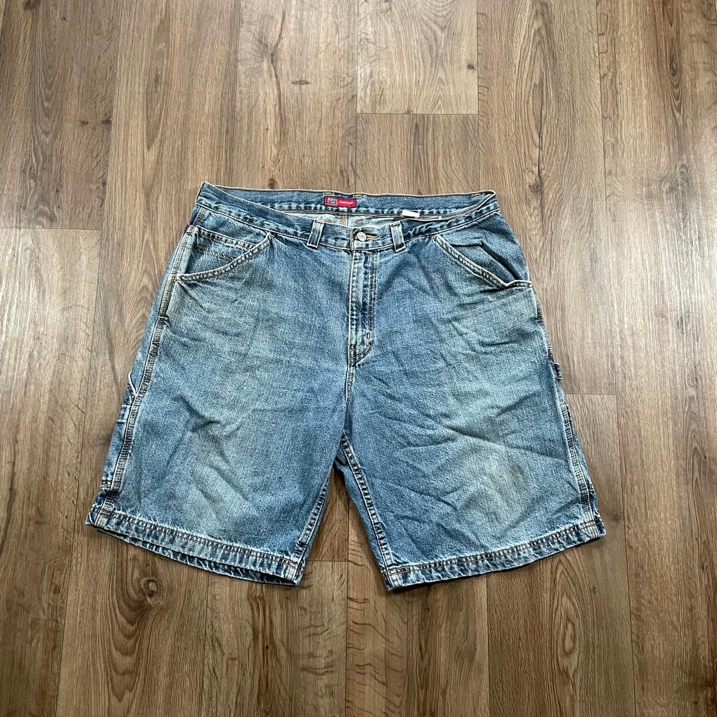 Carpenter Jorts Faded Glory Light Blue Denim