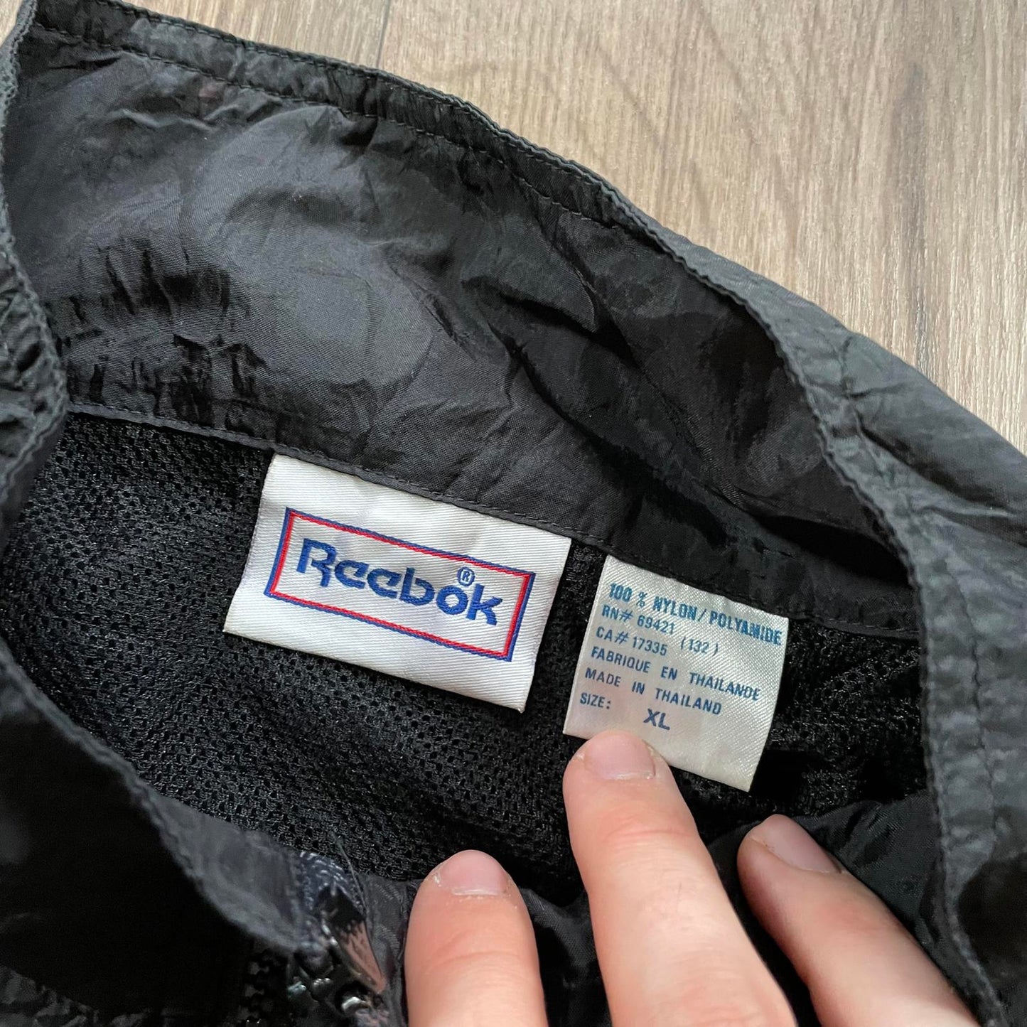 Vintage Reebok Embroidered Black Track Jacket