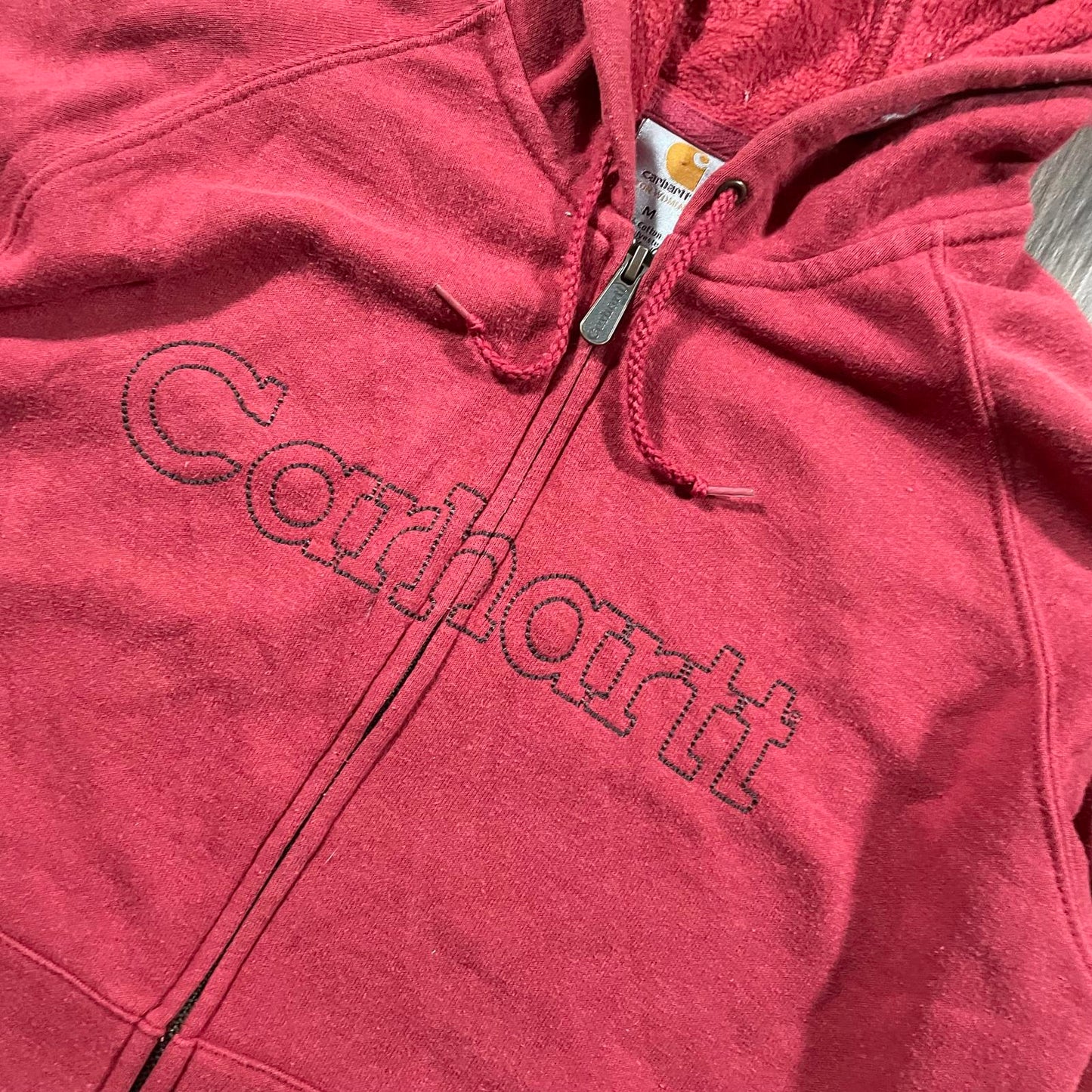Carhartt Red Zip Embroidered Hoodie