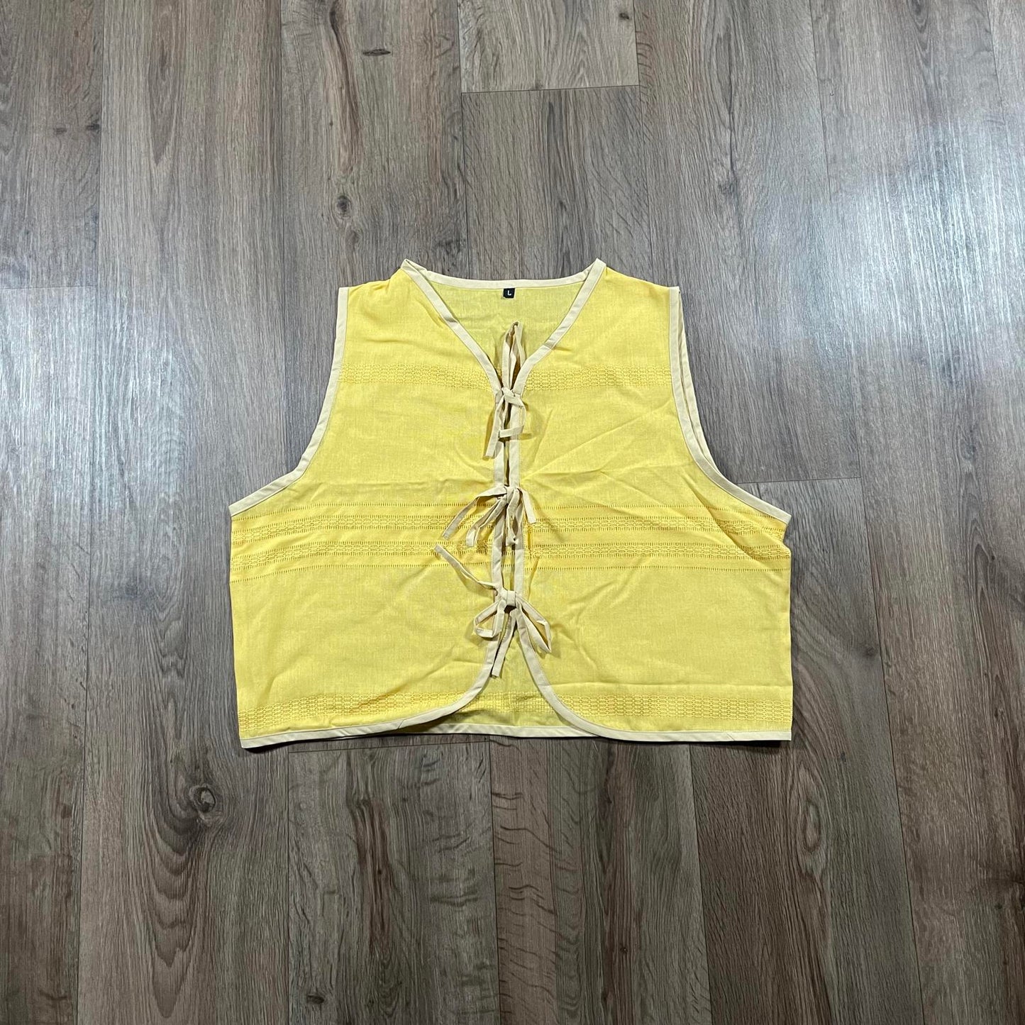 Butter Yellow Tie-Up Sleeveless Top