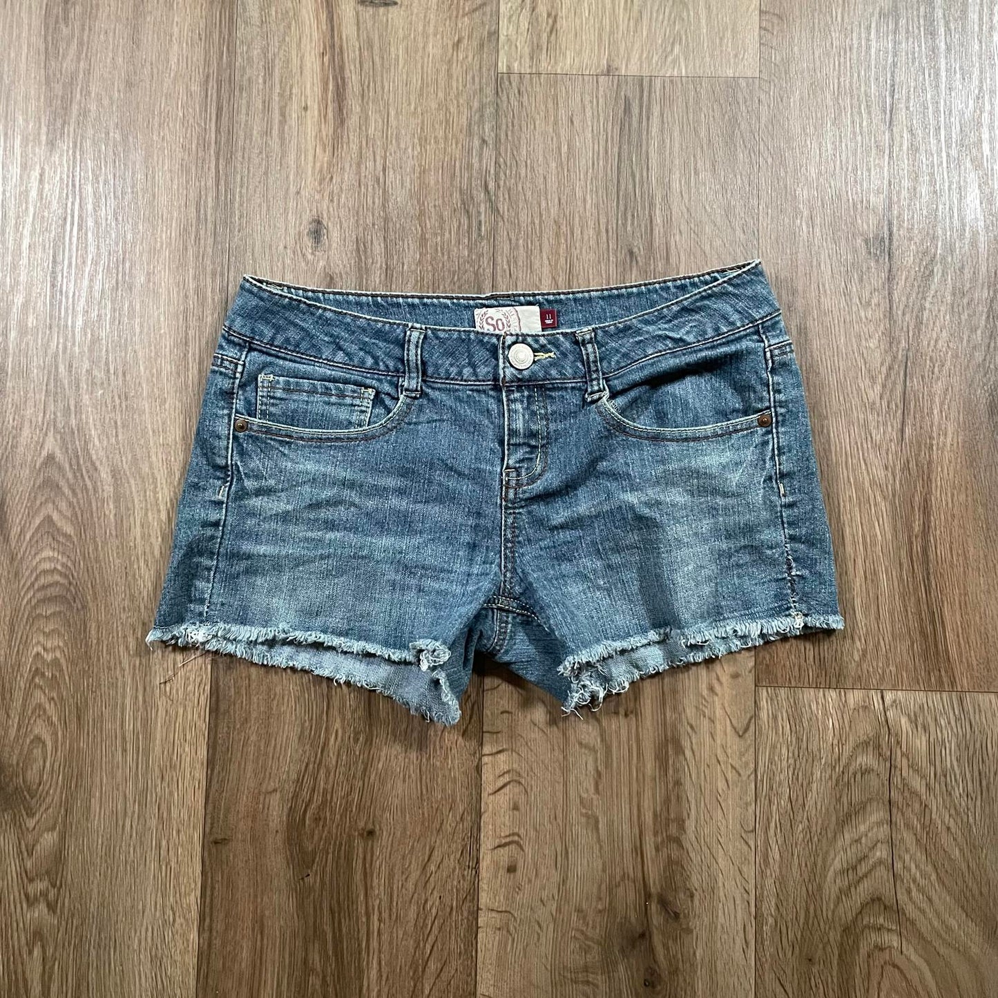 So Y2K Mini Denim Low Waisted Embroidered Shorts