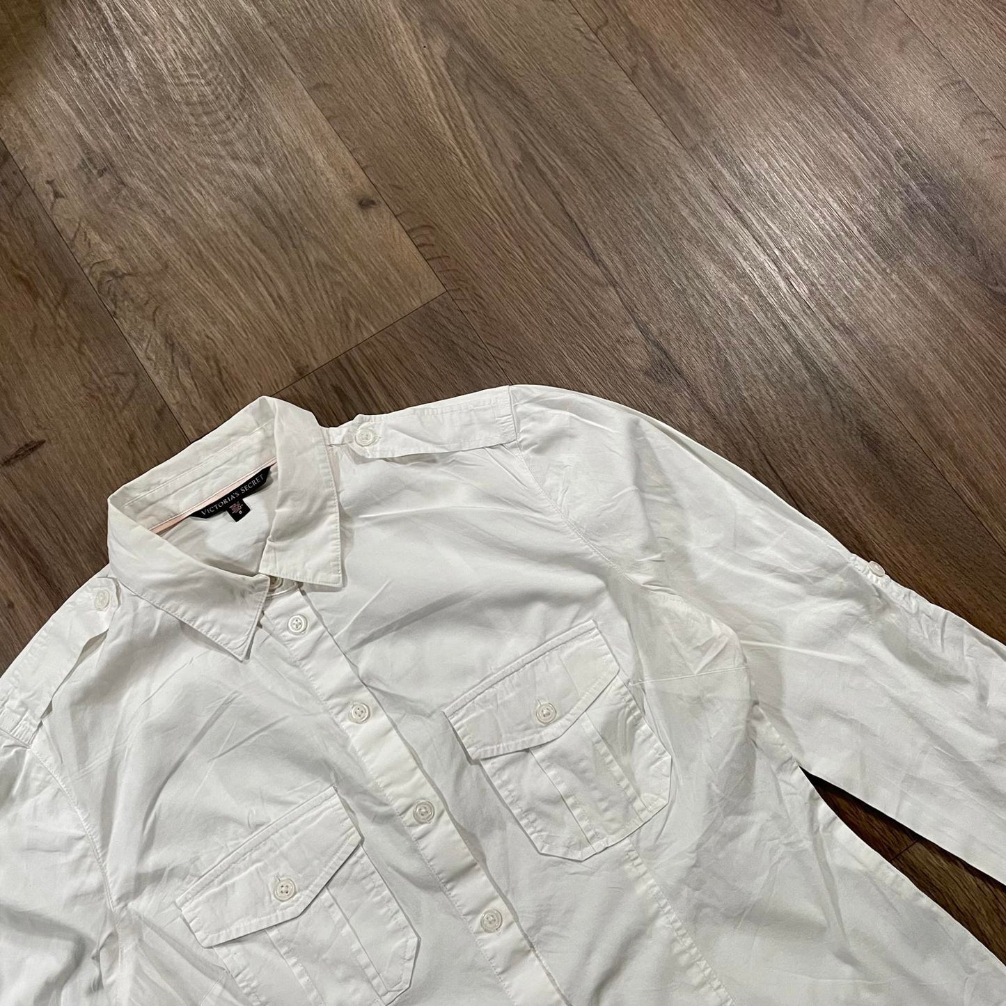 Victoria Secret White Fitted Long Sleeve Shirt