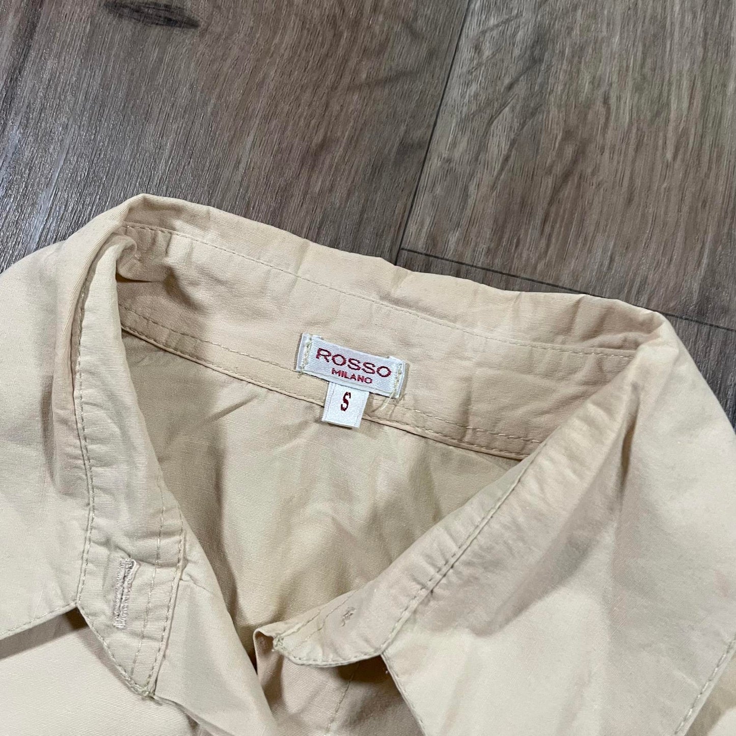 Rosso Tan Fitted Long Sleeve Collared Shirt