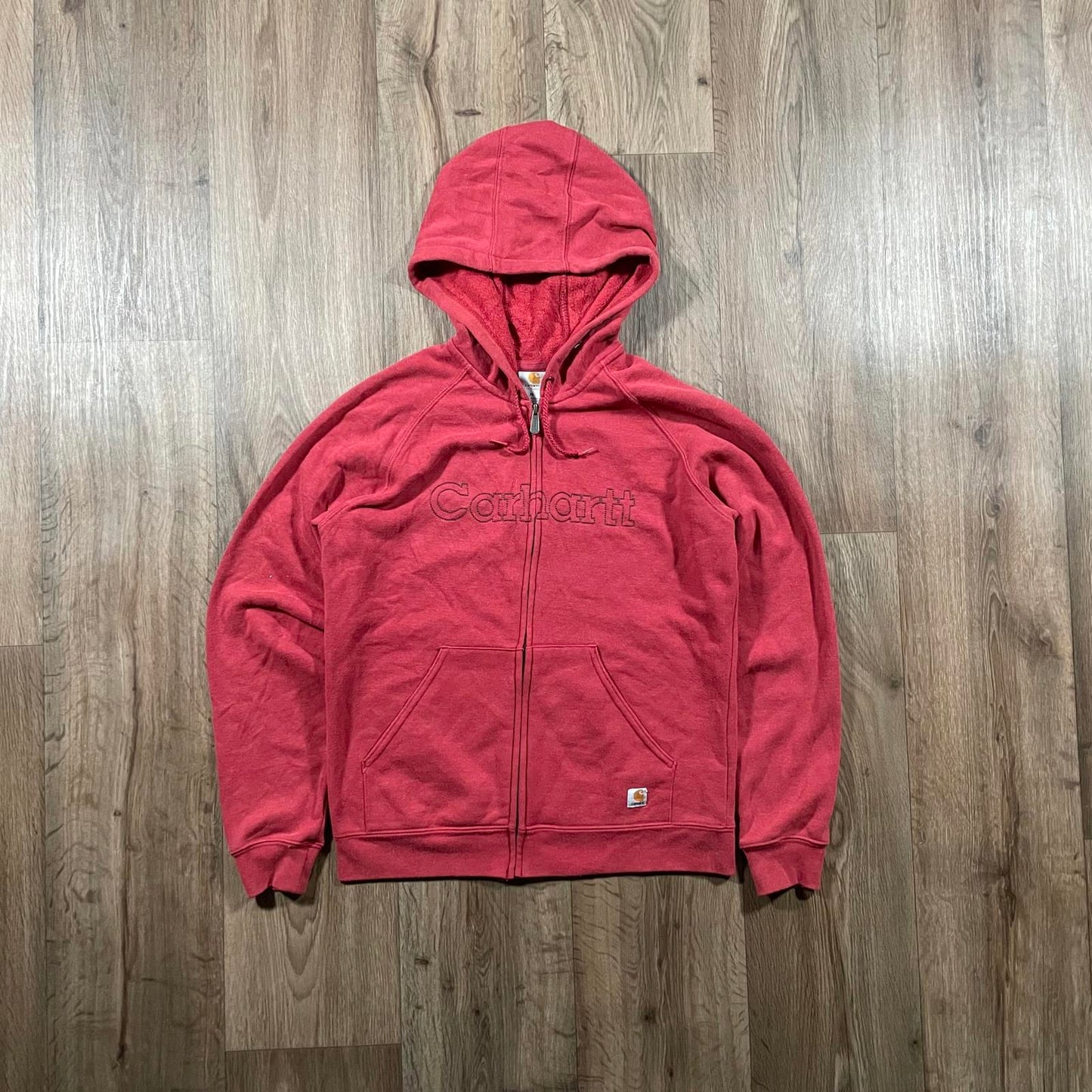 Carhartt Red Zip Embroidered Hoodie
