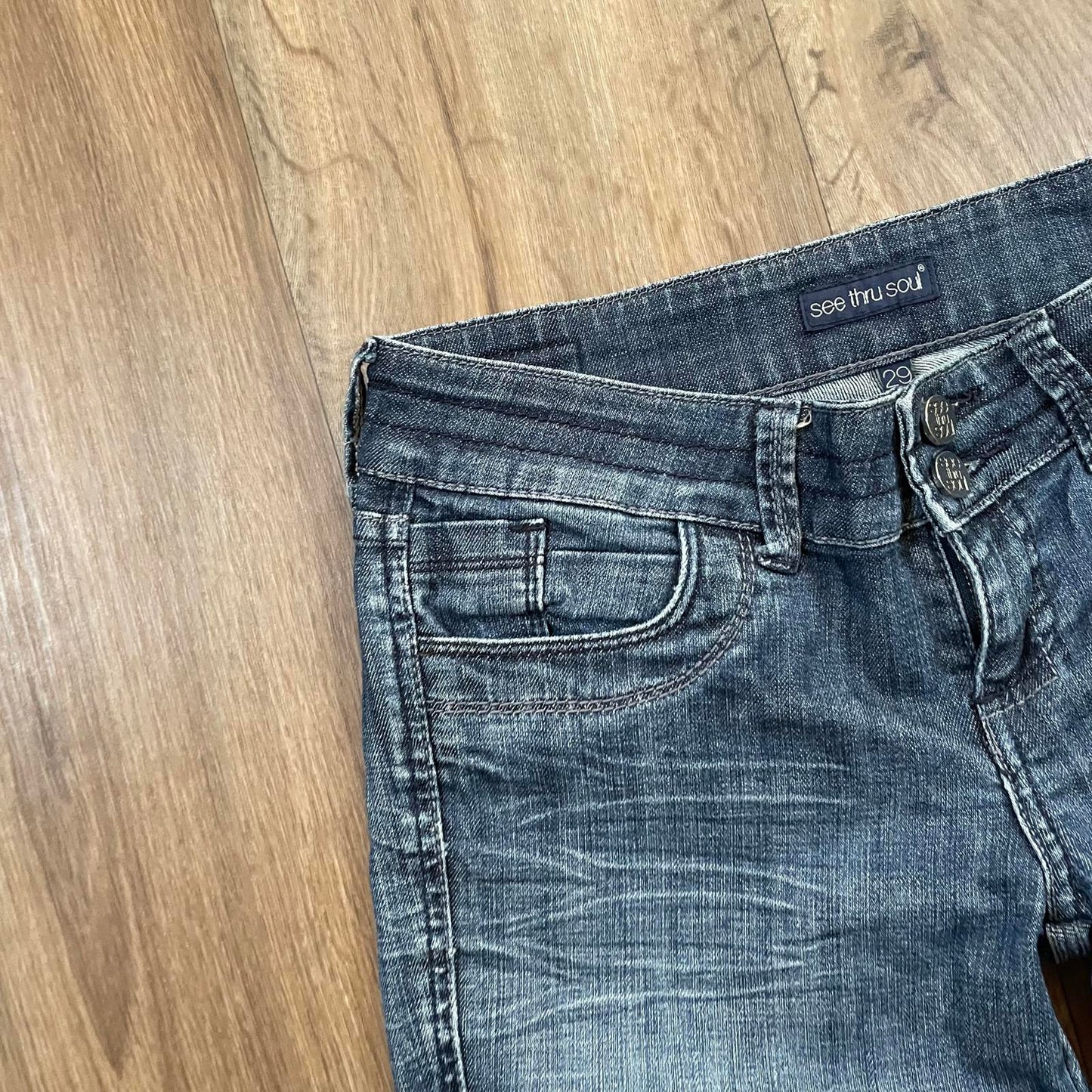 See Thru Soul Embroidered Dark Wash Boot Cut Jeans