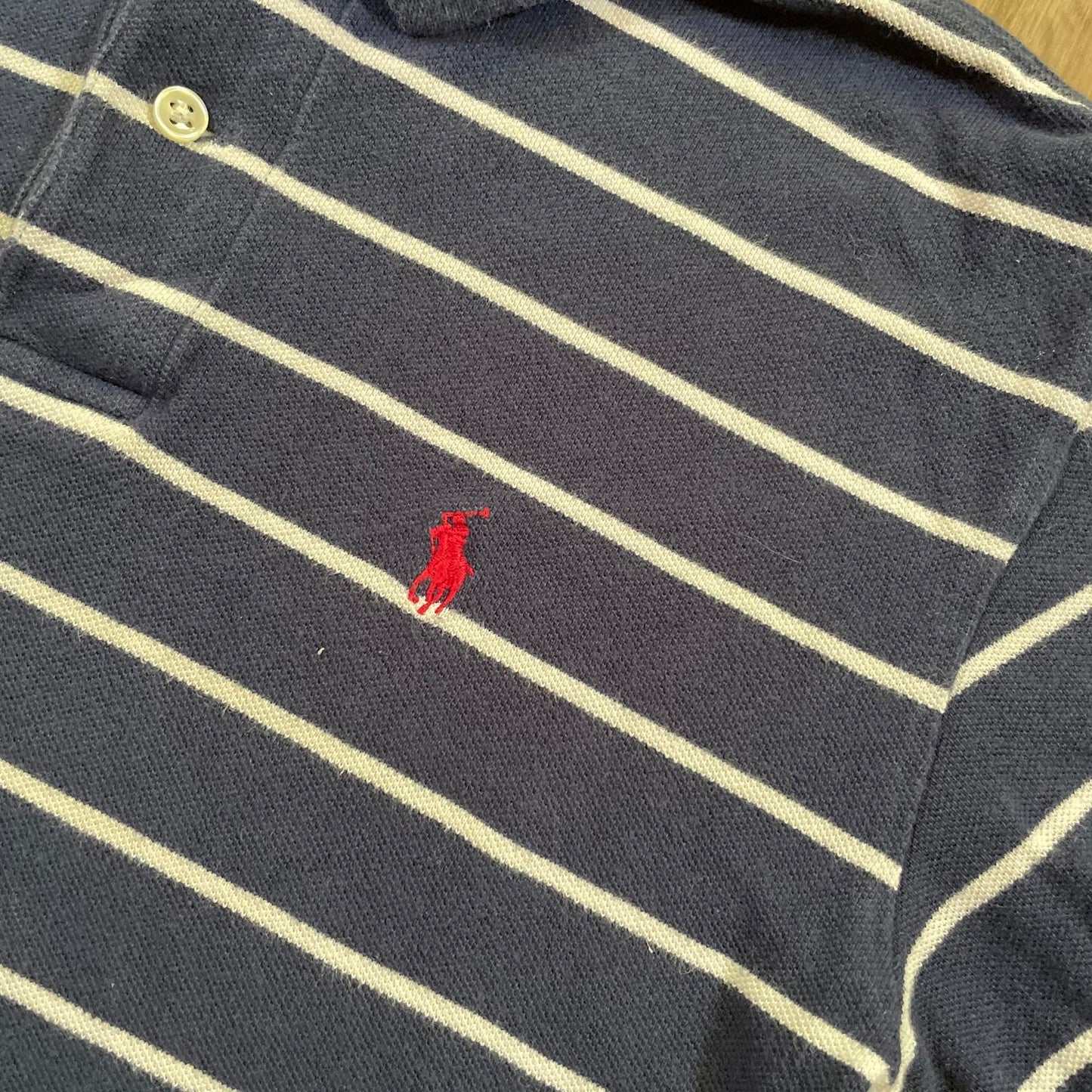 Ralph Lauren Blue Striped Polo Top Medium