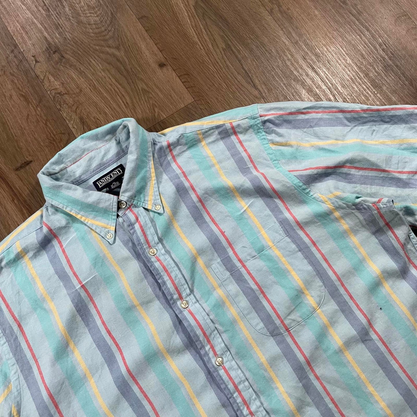 Lands’ End Multi-Colour Striped Button-Up Shirt