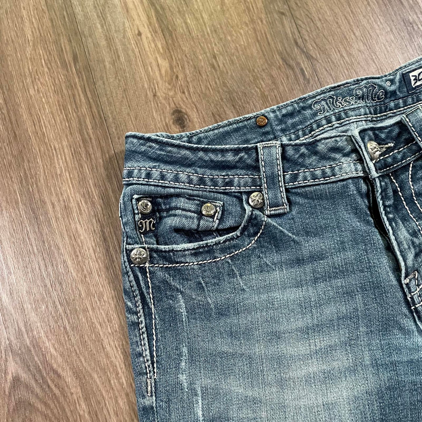 Miss Me Flower Pockets Boot Cut Jeans