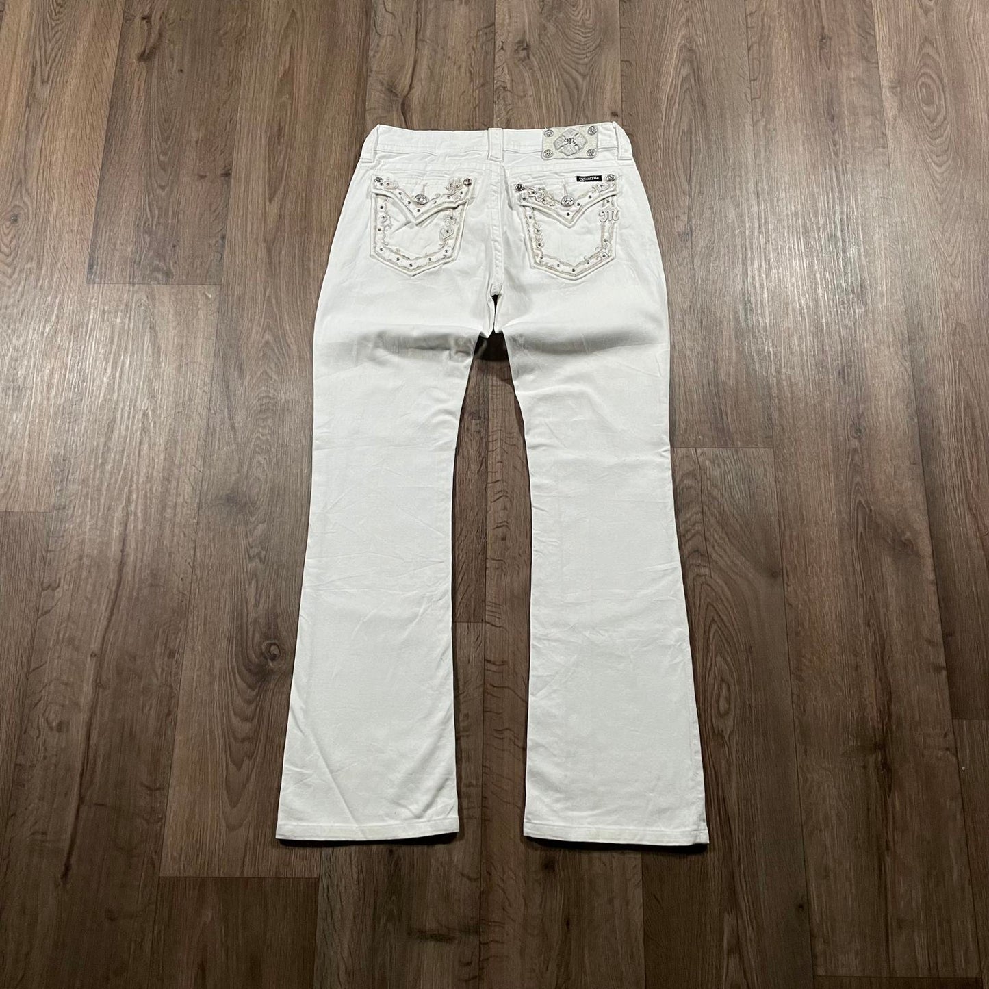 Miss Me White Boot Cut Embroidered Jeans