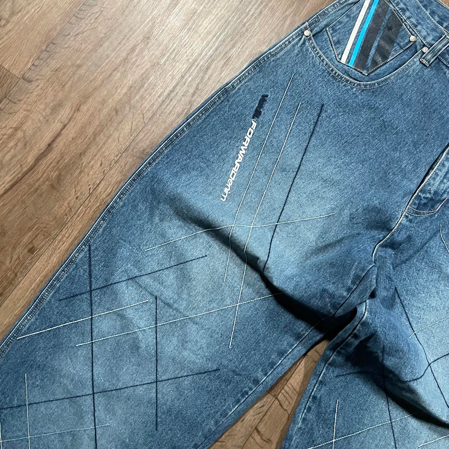Vokal Blue Baggy Jeans Embroidery