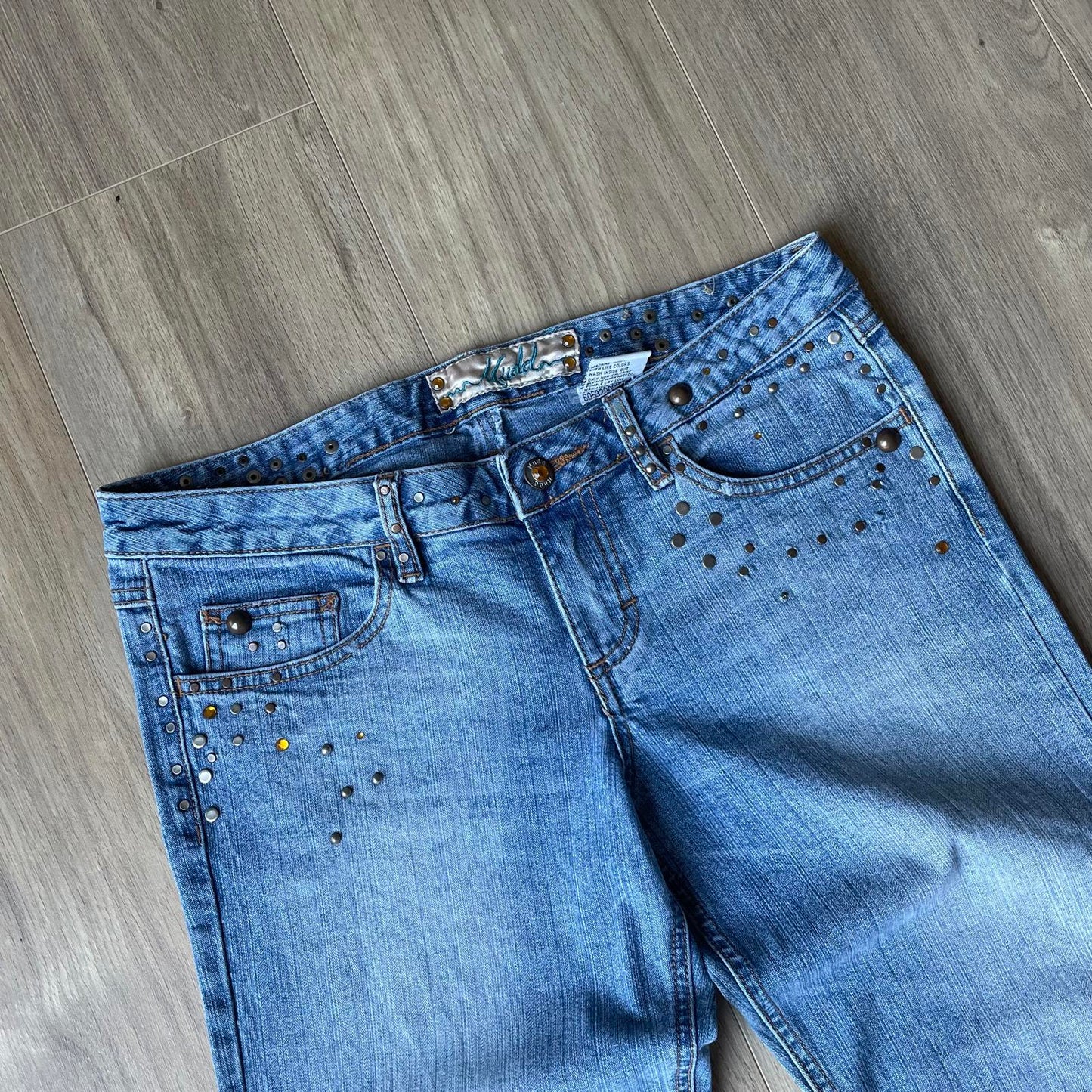 Mudd Studded Y2K Style Low Rise Boot Cut Jeans W31 L32