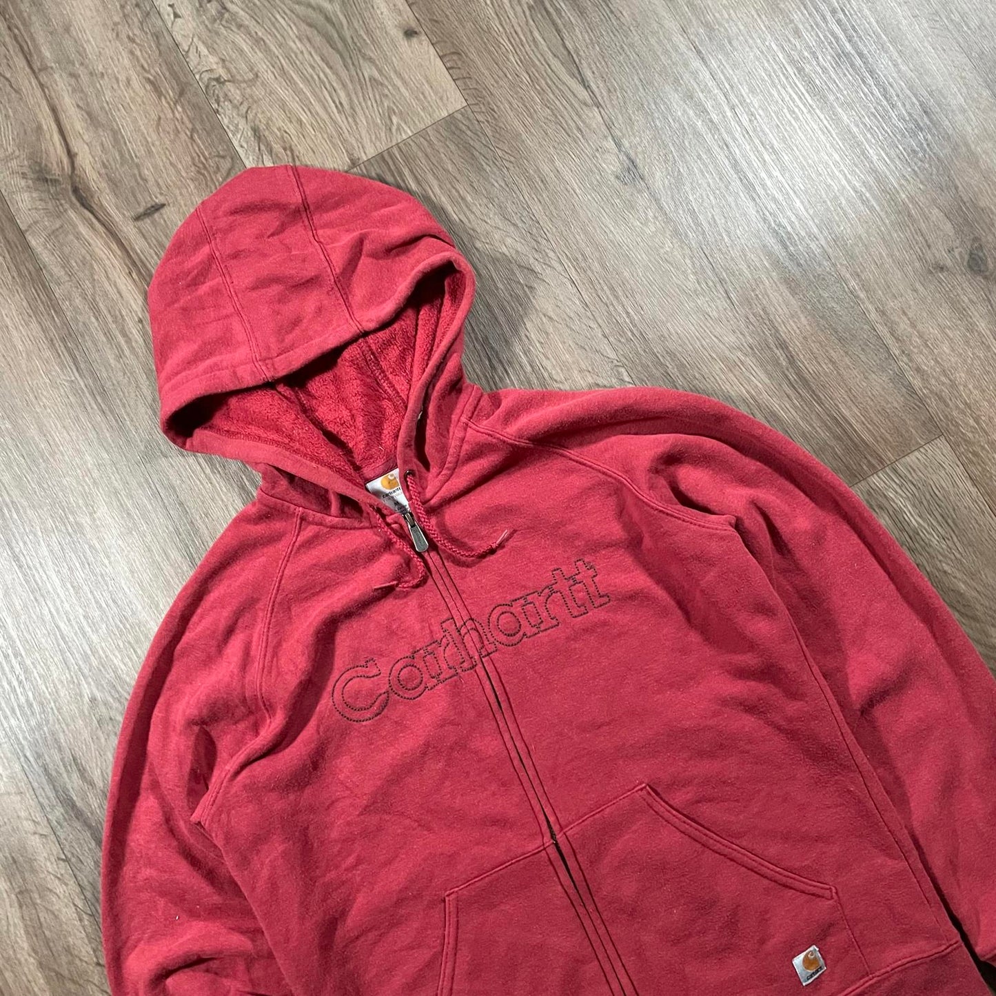 Carhartt Red Zip Embroidered Hoodie