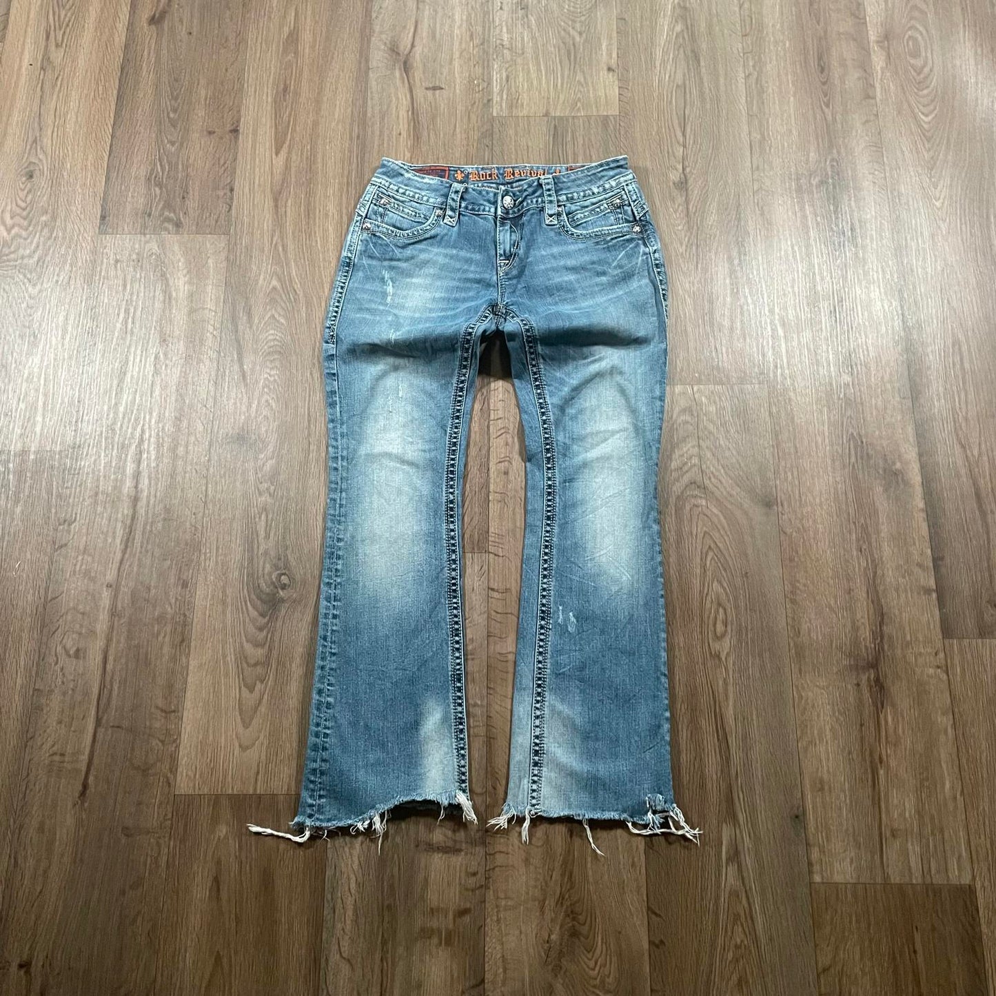 Rock Revival Distressed Embroidered Boot Cut Jeans W31 L31
