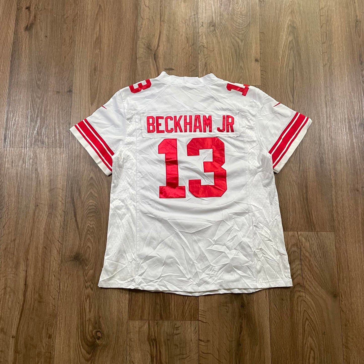NFL White and Red NY Beckham Jr Jersey
