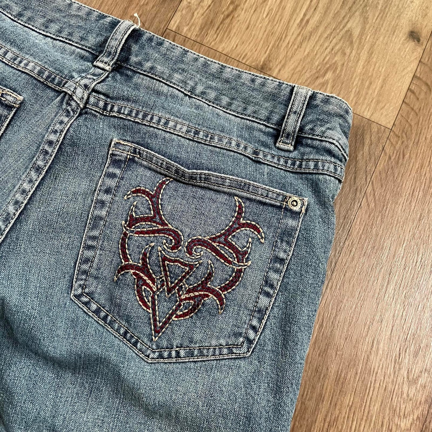 Harley Davidson Straight Leg Jeans Embroidered Pockets