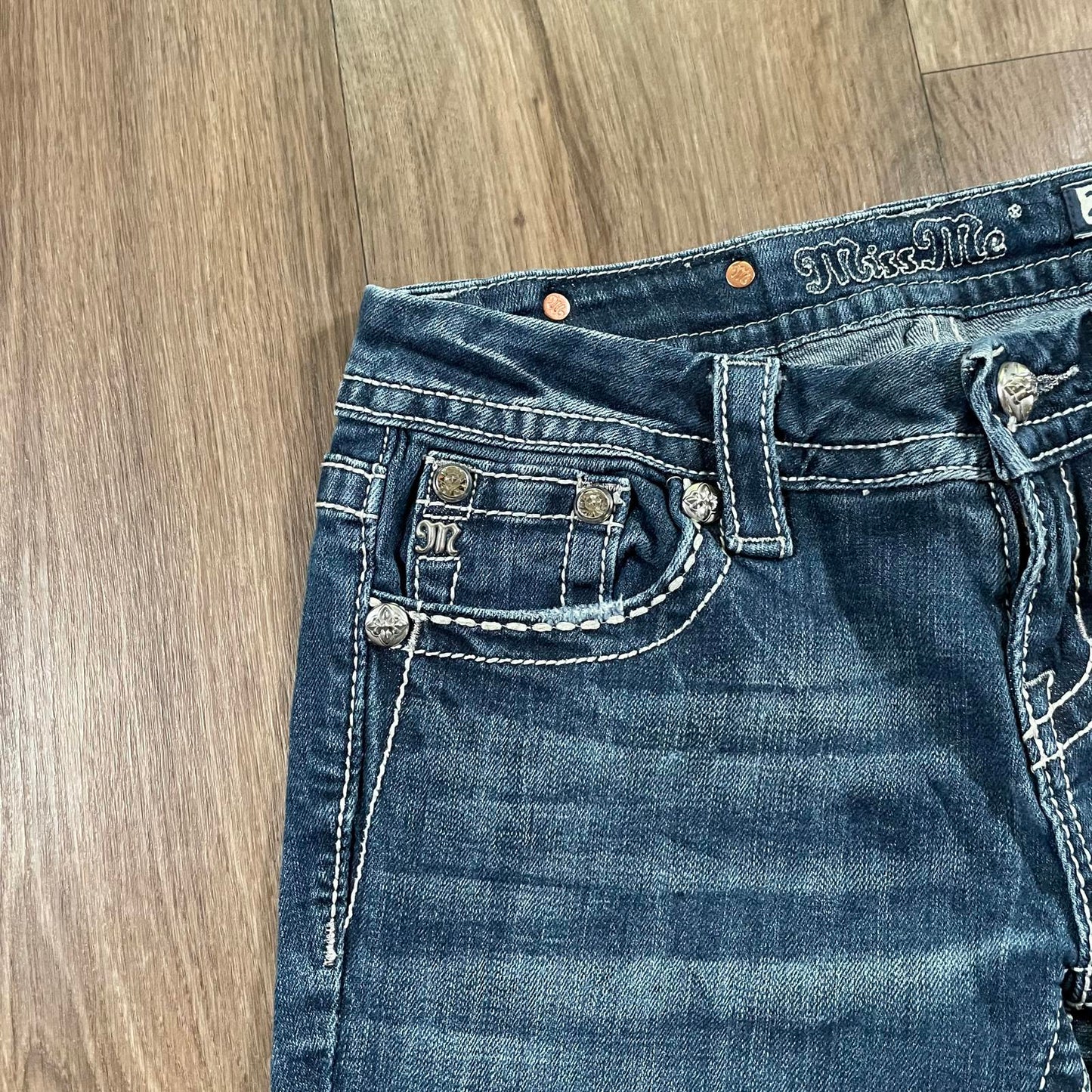 Miss Me Mid Rise Boot Cut Jeans Sequin Pockets
