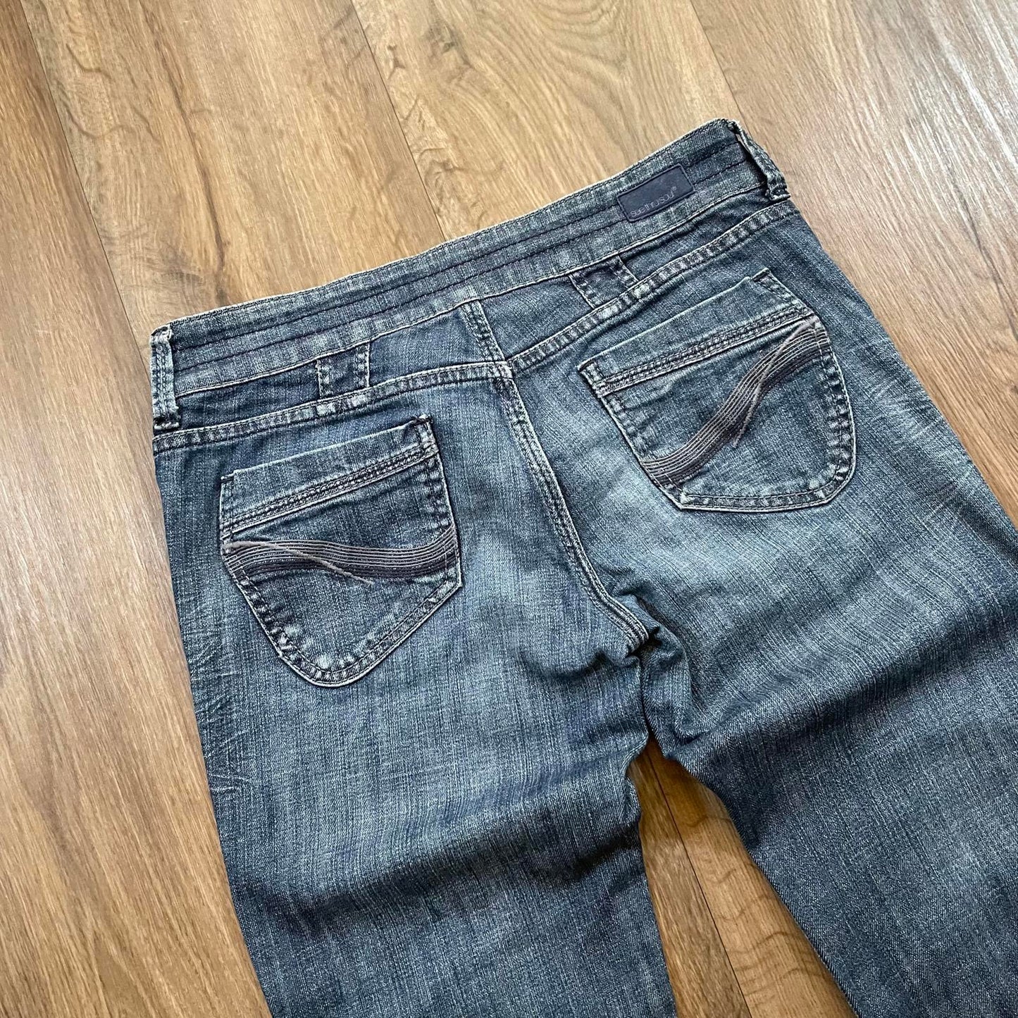See Thru Soul Embroidered Dark Wash Boot Cut Jeans
