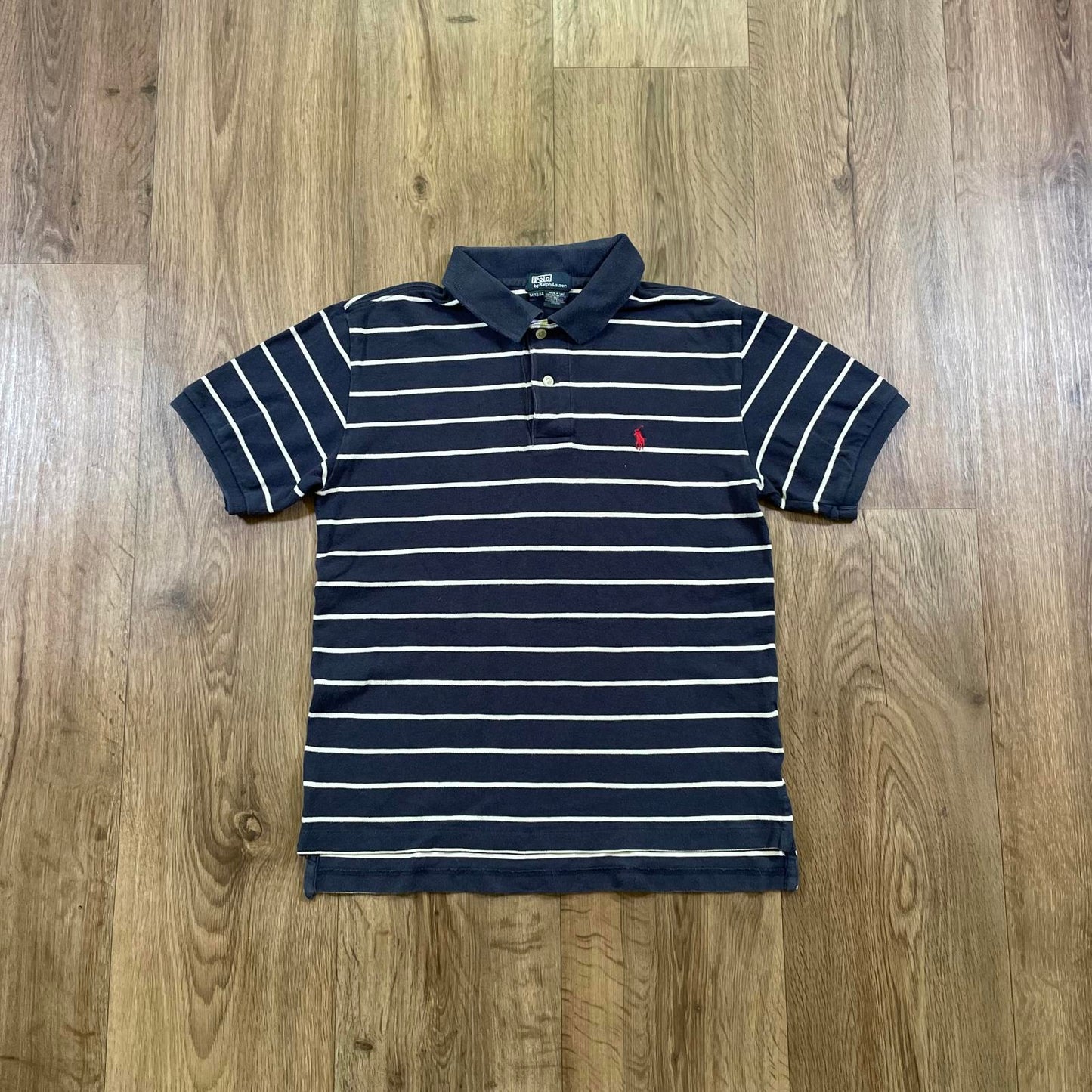 Ralph Lauren Blue Striped Polo Top Medium