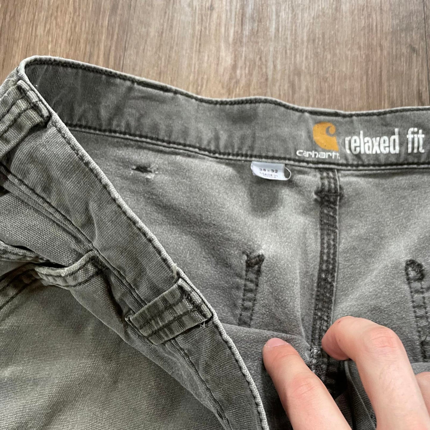 Carhartt Green/Grey Carpenter Trousers Relaxed Fit