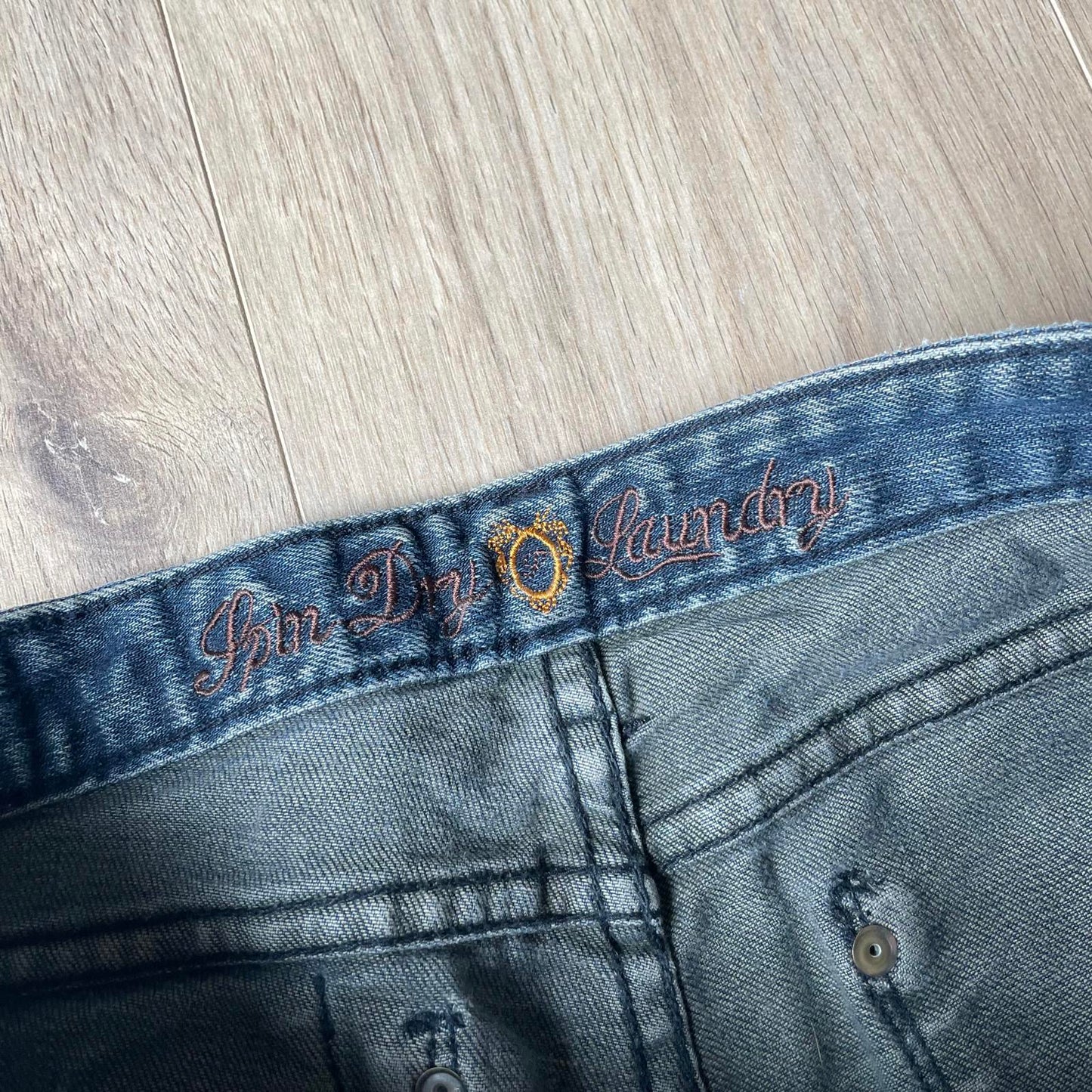 Spin Dry Grey Embroidered Y2K Jeans W29 L33