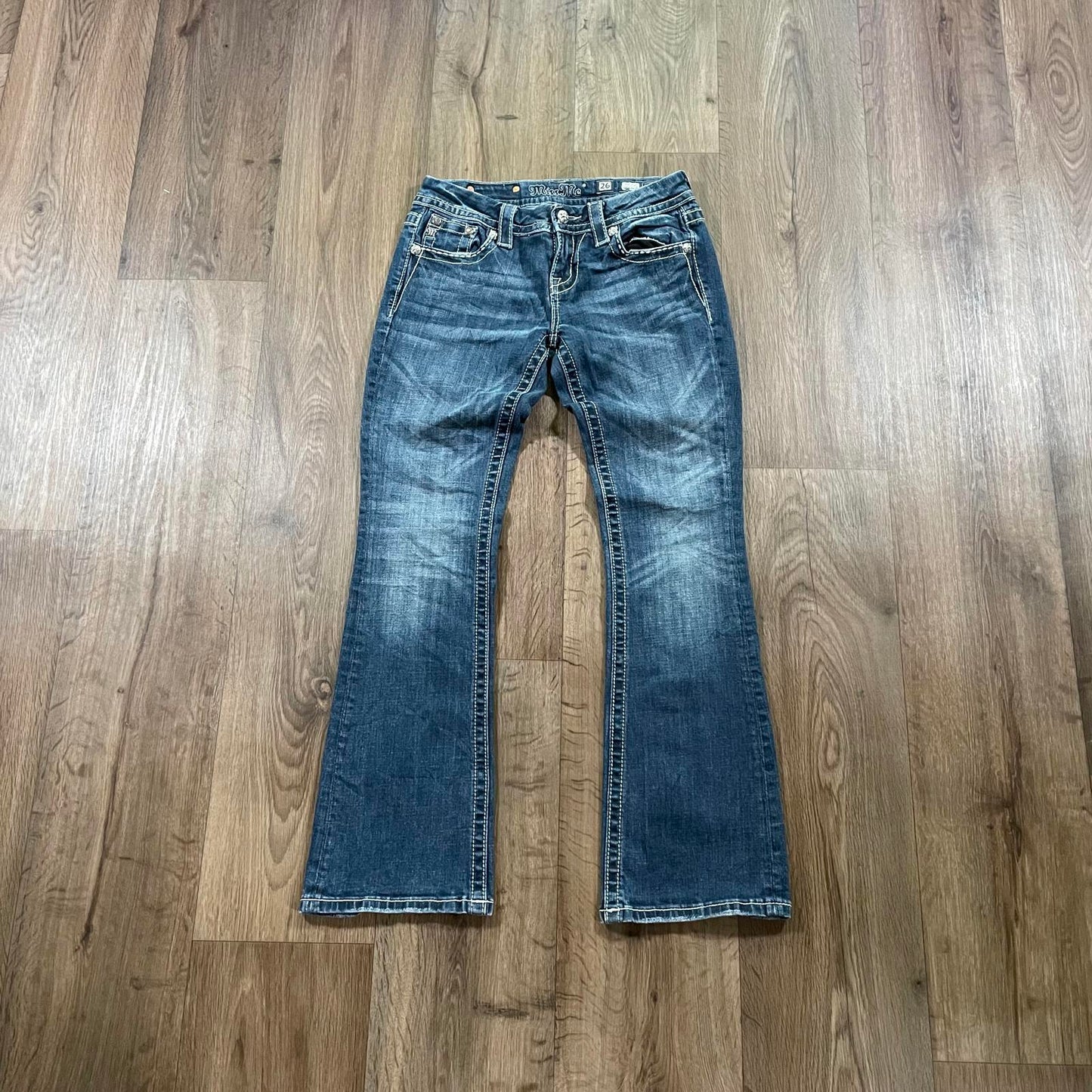 Miss Me Mid Rise Boot Cut Jeans Sequin Pockets