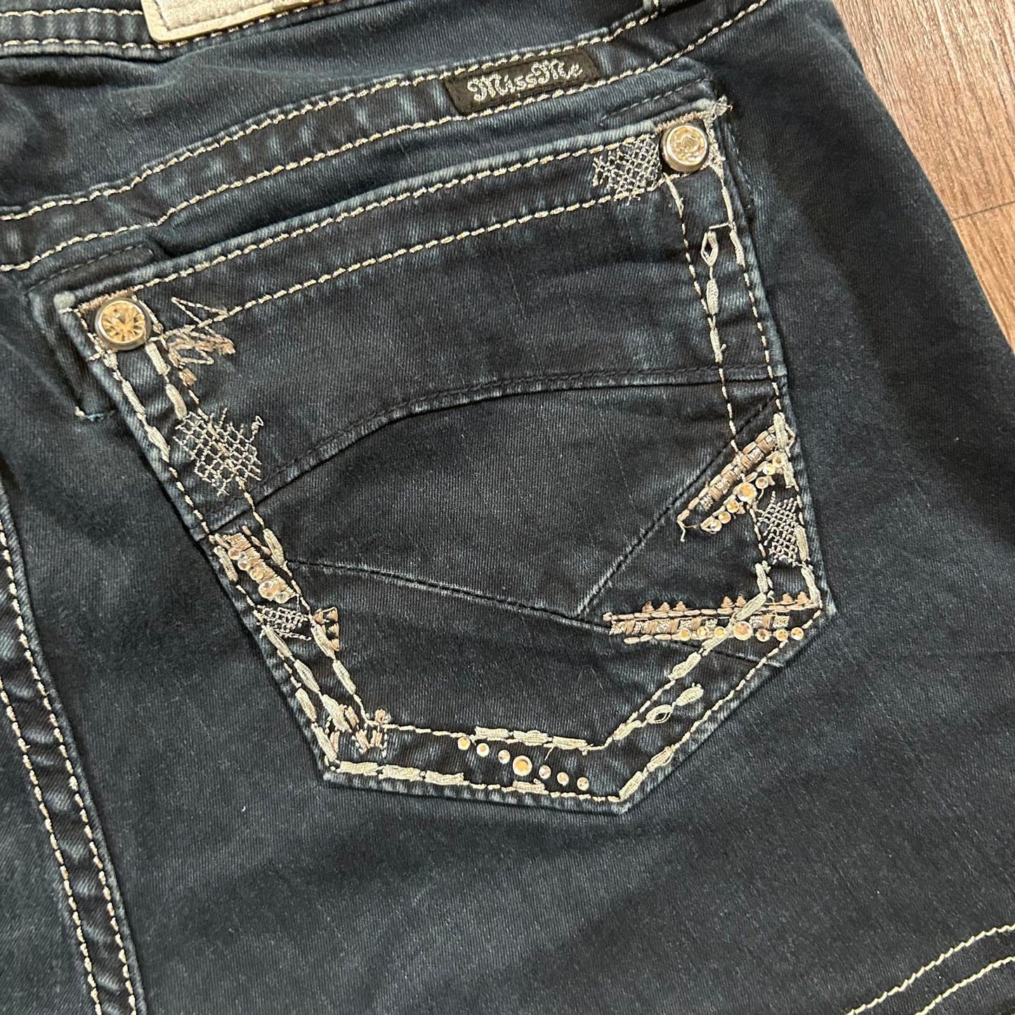 Miss Me Dark Wash Mid Rise Shorts