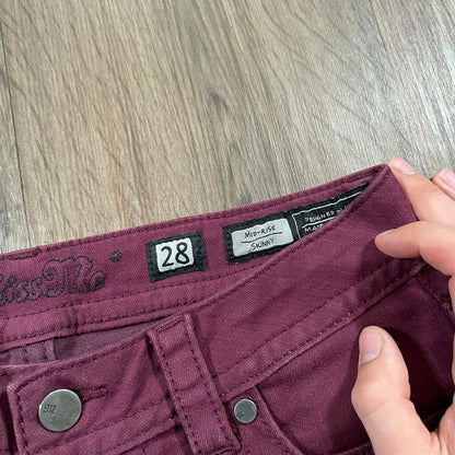 Miss Me Burgundy Mini Shorts Y2K