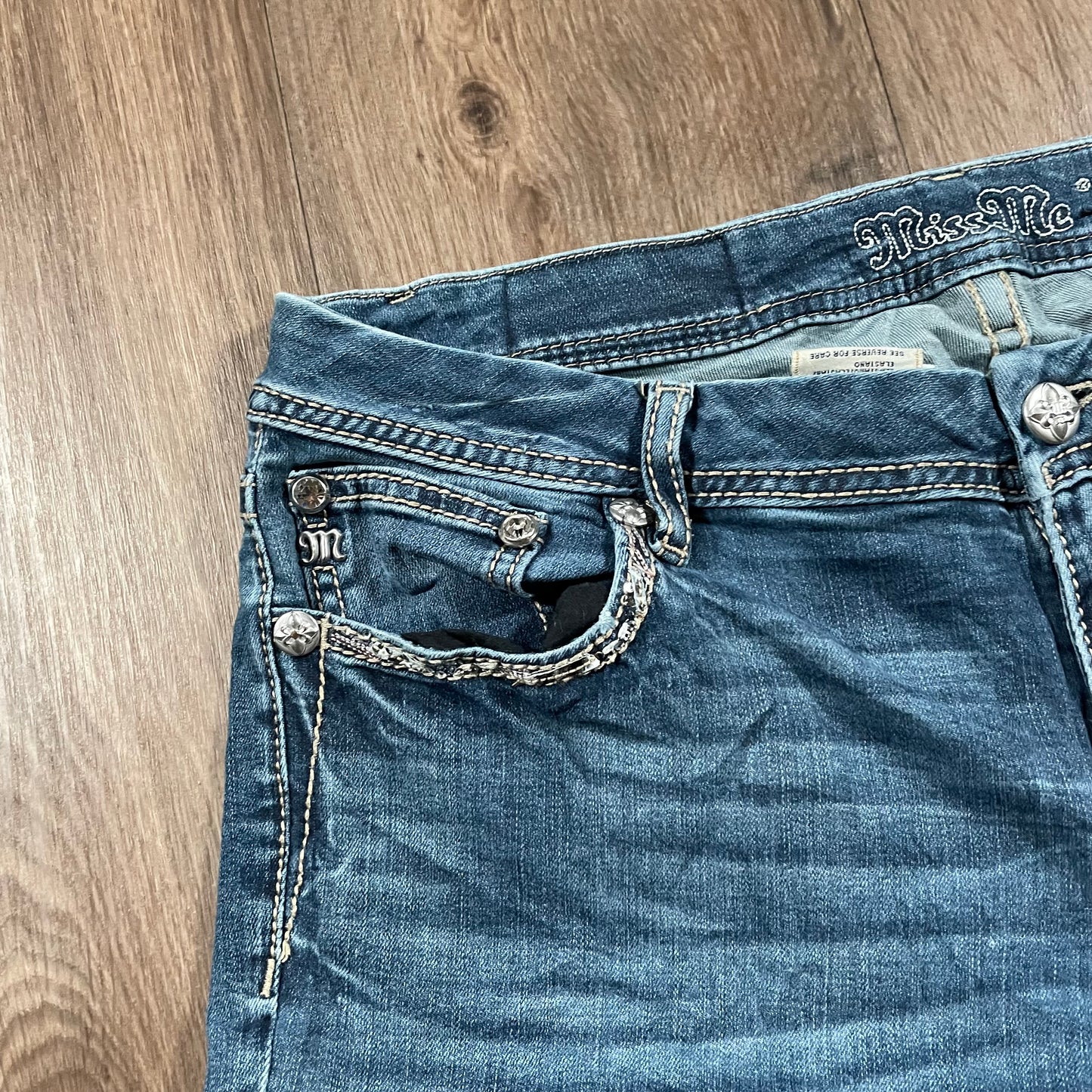 Miss Me Half Cross Detail Mid Skinny Jeans