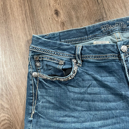 Miss Me Half Cross Detail Mid Skinny Jeans