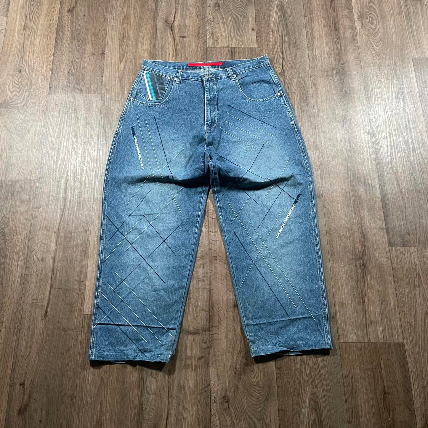 Vokal Blue Baggy Jeans Embroidery