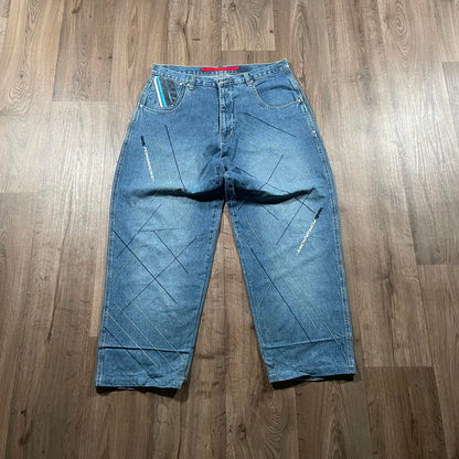 Vokal Blue Baggy Jeans Embroidery