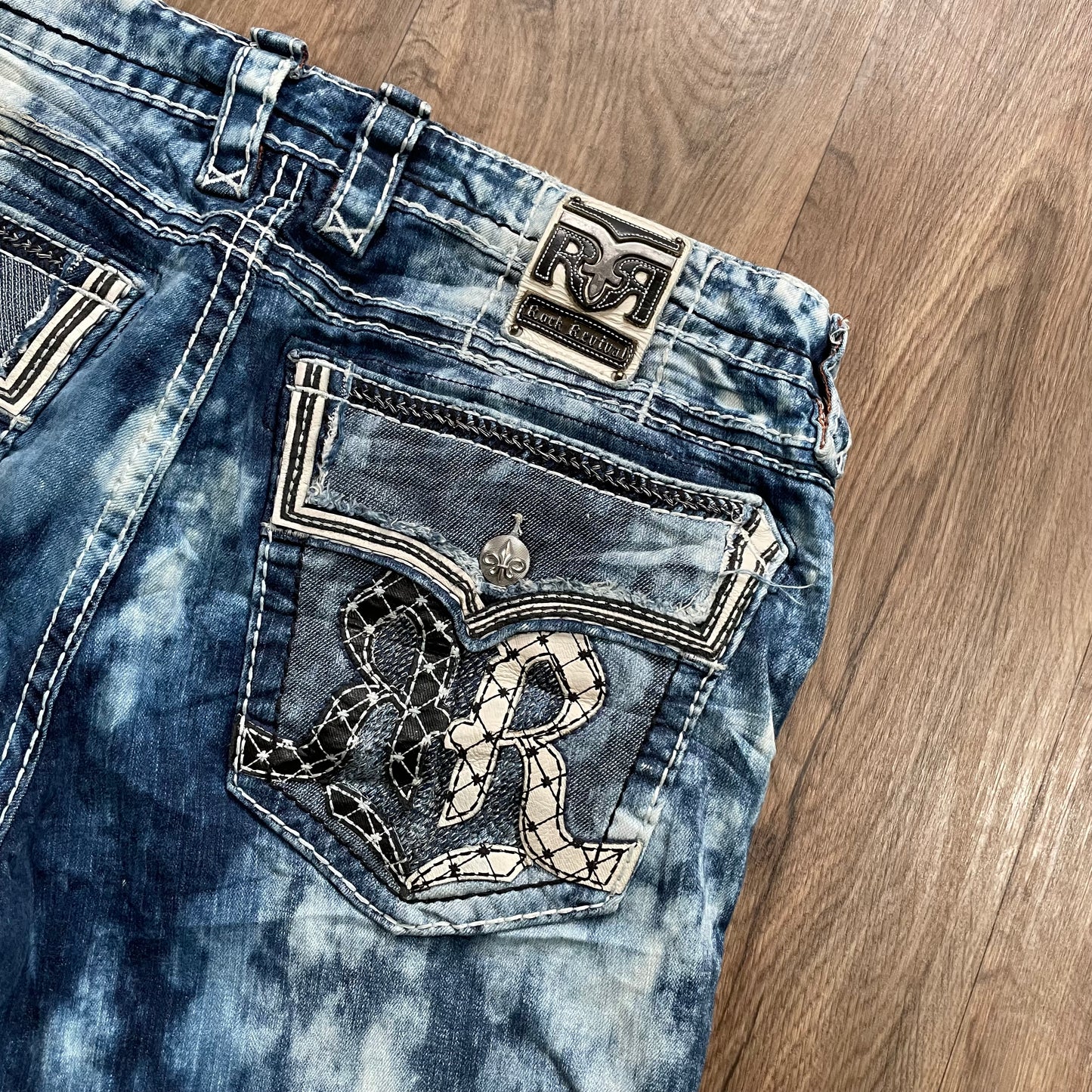 Rock Revival Acid Wash Biker Jeans