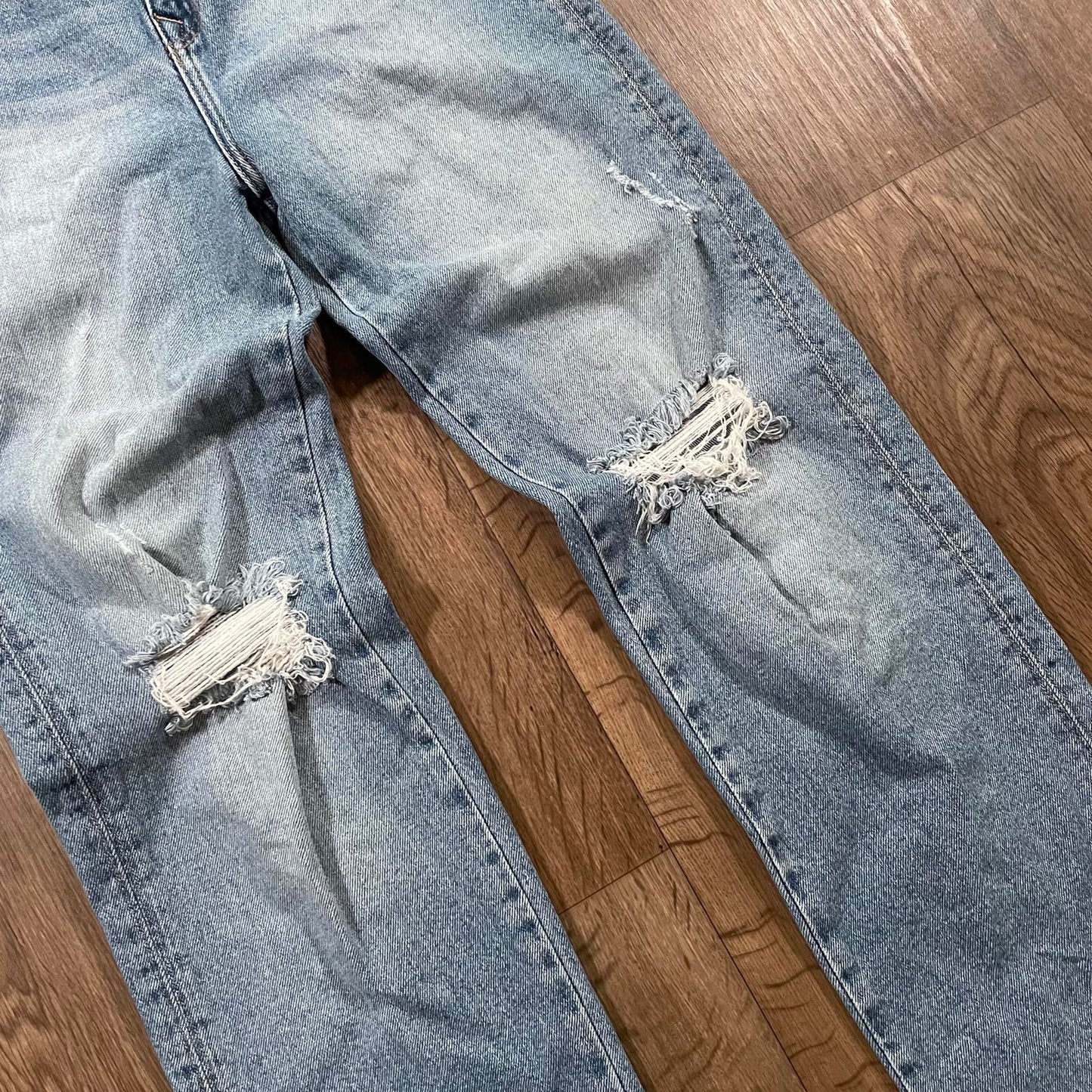 True Religion Straight Leg Ripped Knee Jeans