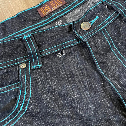 Risk Jean Blue Embroidered Black Jean
