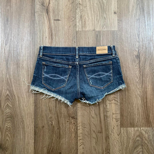 Abercrombie Dark Wash Embroidered Patch Shorts
