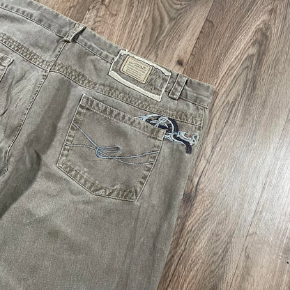 Dinano Brown Embroidered Baggy Jeans