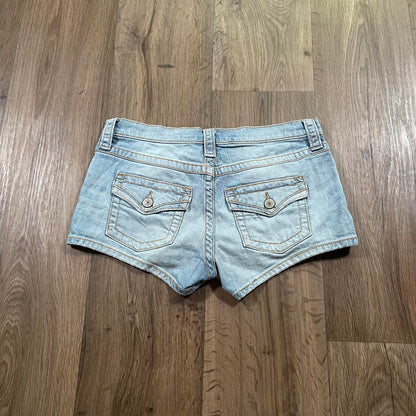 Y2K Low Waisted Blue Micro Denim Shorts
